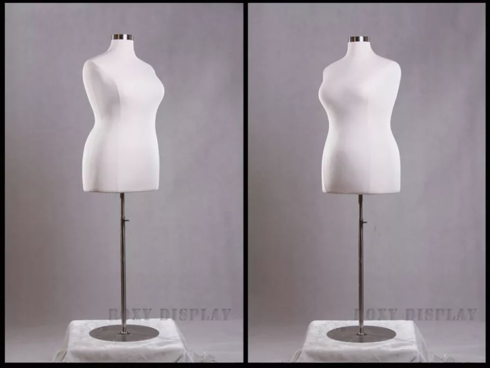 Female All Sizes white Jersey Form Mannequin Dress Form with Round Metal Base