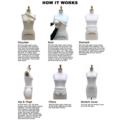 Size 2-16 Linen Full Body Pro Female Dress Form Mannequin with Arm & Padding Kit
