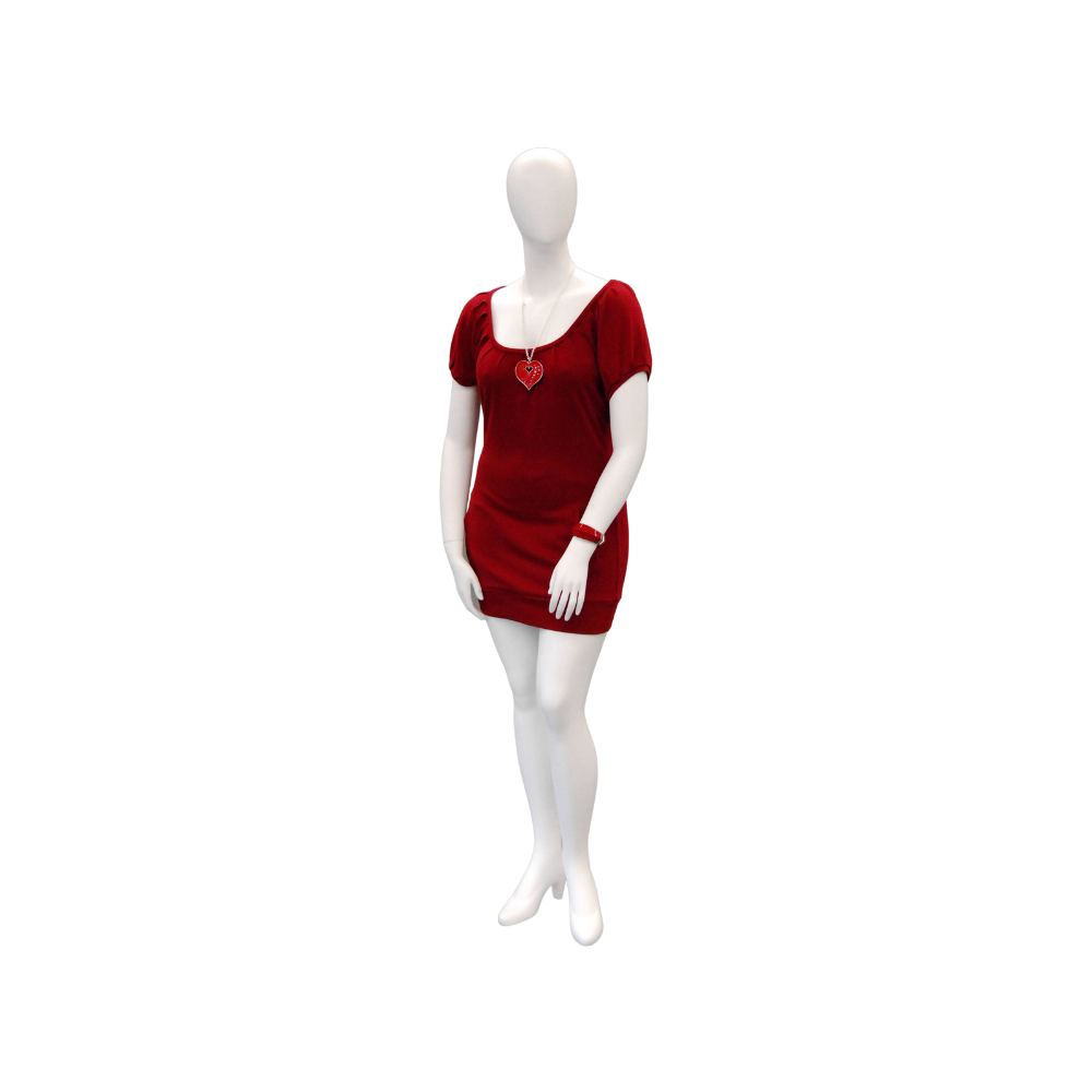 Fiberglass Plus Size Female Egg Head Matte White Standing Mannequin with Base