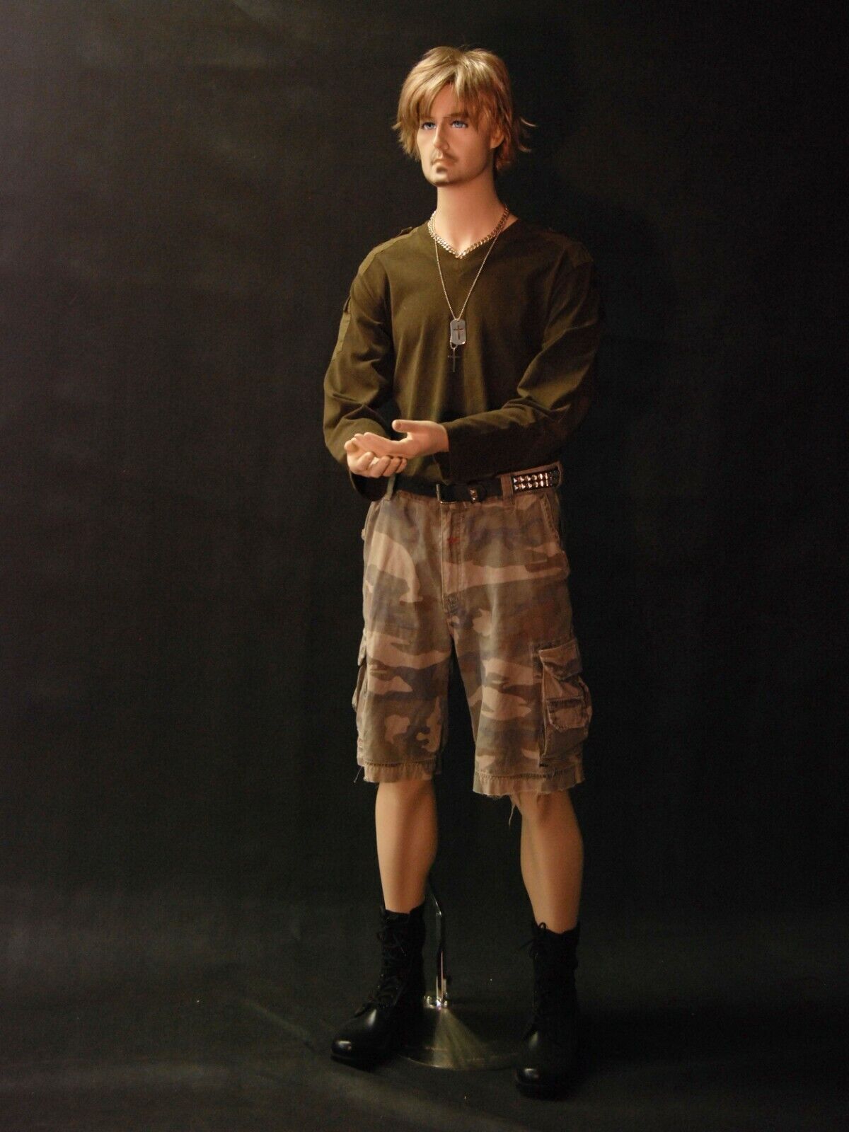 Male Realistic Fleshtone Full Body Mannequin with Flexible Elbows and Wig