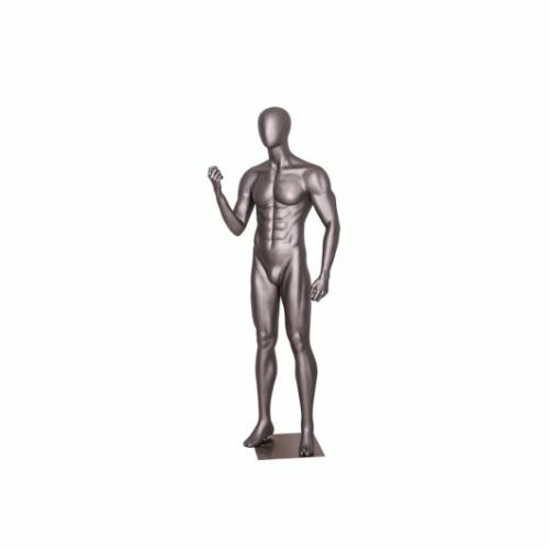 Male Fitness Athletic Exercise Workout Mannequin in Bicep Curl Pose - Gray