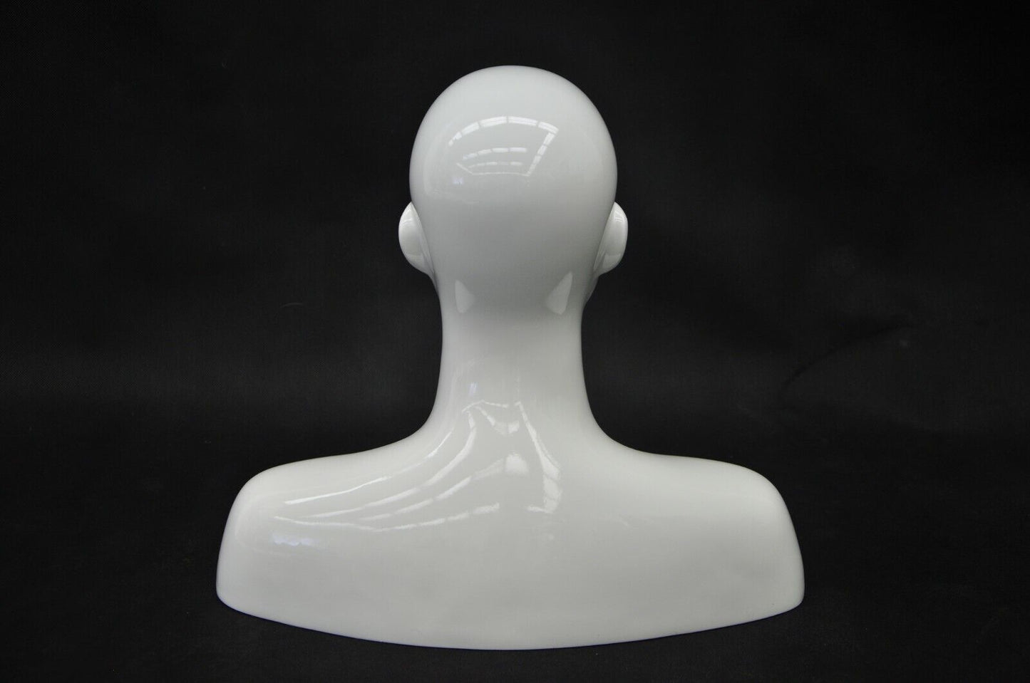 Glossy White Male Fiberglass Abstract Mannequin Head Display with Upper Bust