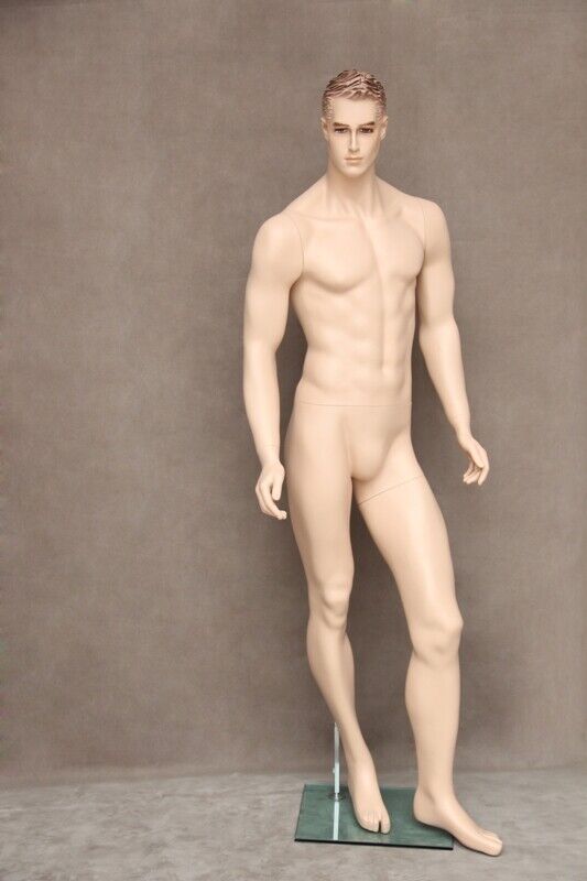 Men's Full Body Fiberglass Realistic Adult Mannequin with Molded Hair and Face