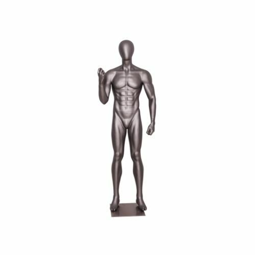Male Fitness Athletic Exercise Workout Mannequin in Bicep Curl Pose - Gray