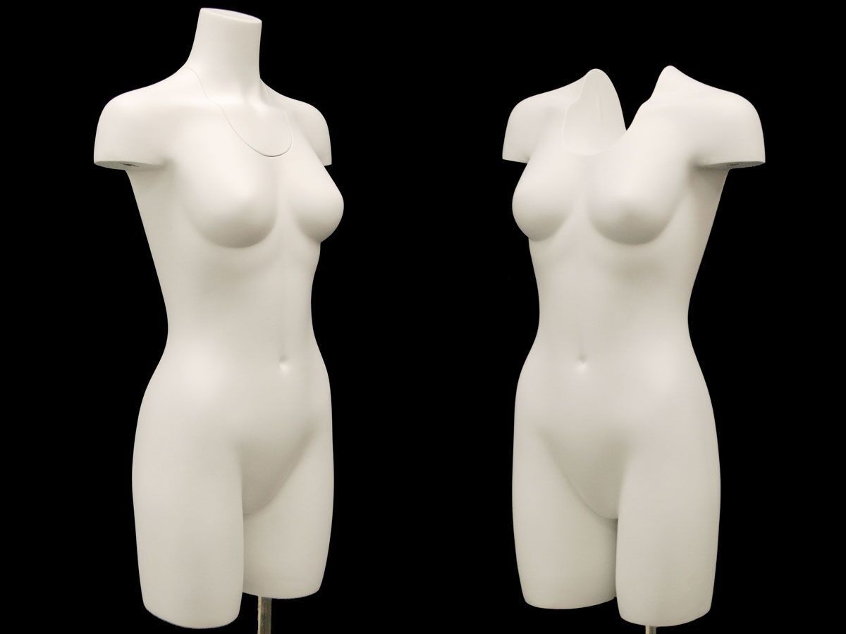 Adult Female Matte White Invisible Ghost Mannequin Body Torso with Base