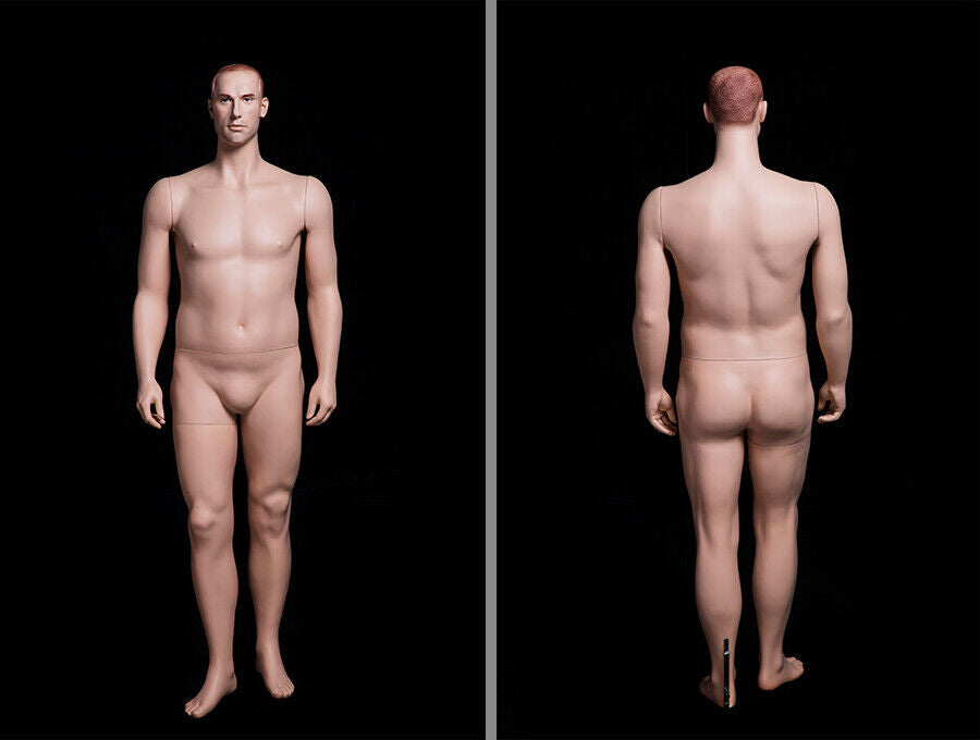 Male Adult Plus Size Fiberglass Realistic Mannequin with Molded Hair & Face