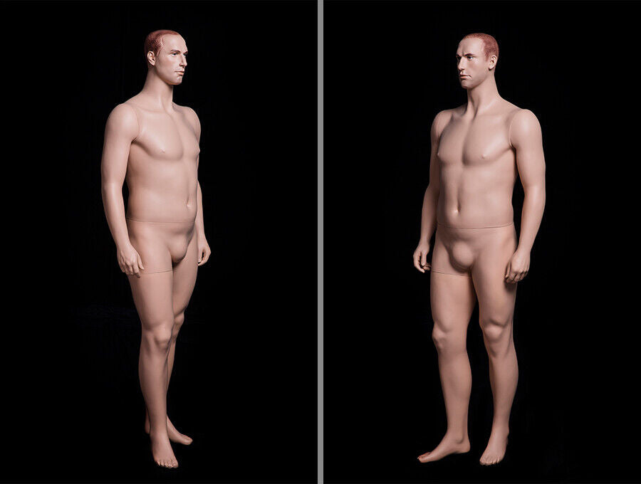 Male Adult Plus Size Fiberglass Realistic Mannequin with Molded Hair & Face