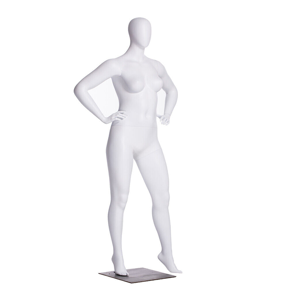 Matte White Adult Female Plus Size Fiberglass Egg Head Fashion Mannequin
