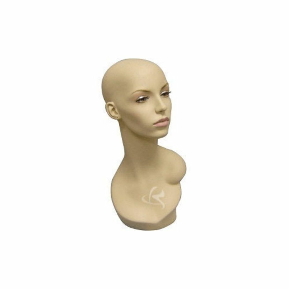 Realistic Women's Fiberglass Mannequin Head Display with Earring Holes