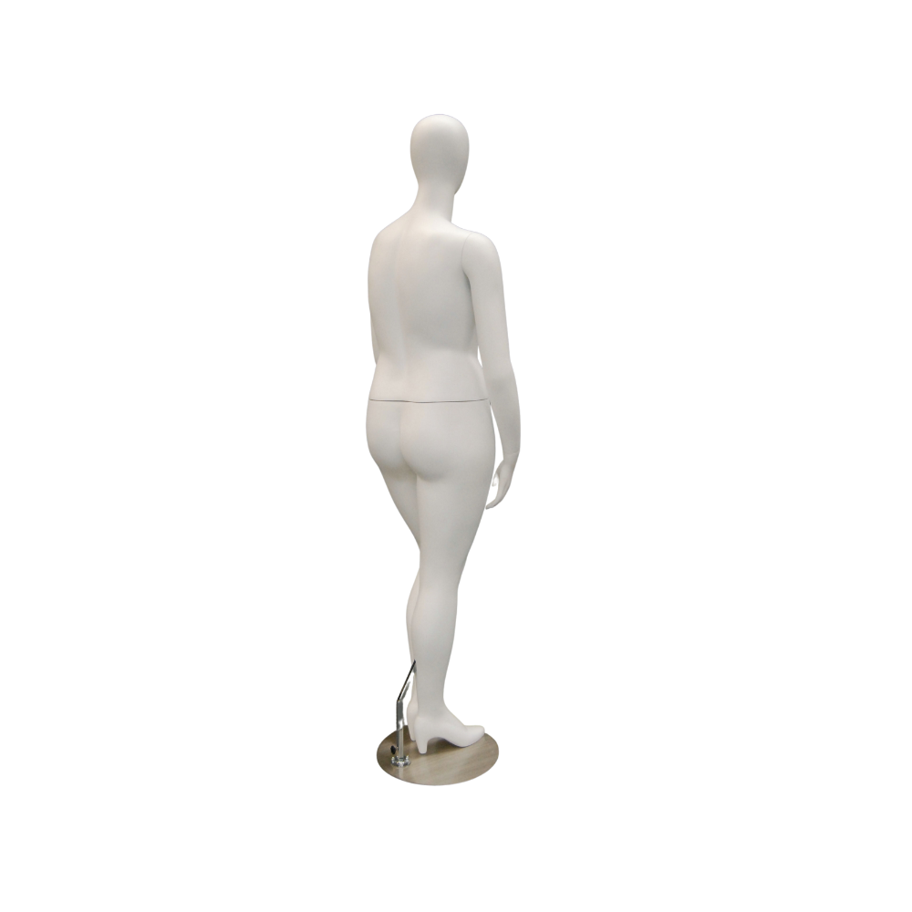 Fiberglass Plus Size Female Egg Head Matte White Standing Mannequin with Base