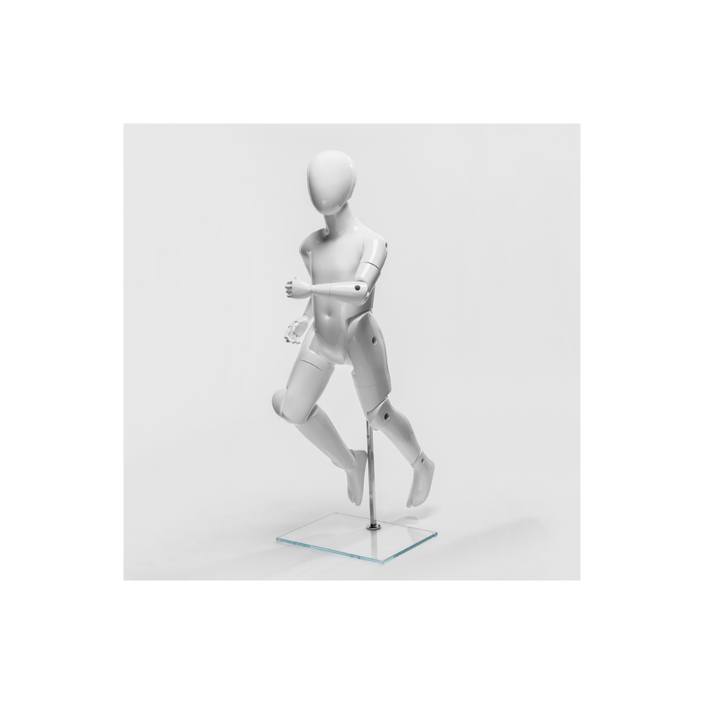 Full Body Fiberglass Glossy White Flexible Posable 6 Years Old Child Mannequin