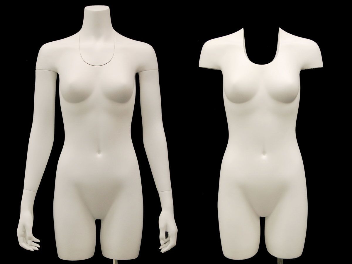 Adult Female Matte White Invisible Ghost Mannequin Body Torso with Base
