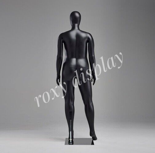 Matte Black Egg Head Plastic Plus Size Female Full Body Mannequin with Base