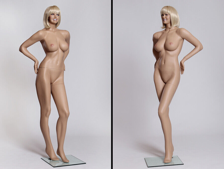 Realistic Fiberglass Adult Female Standing Full Body Mannequin with Base #MARY