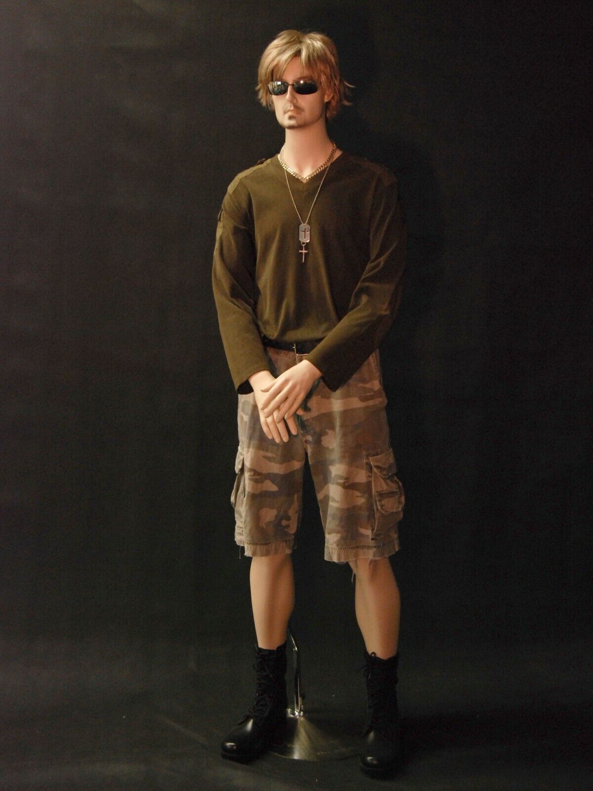 Male Realistic Fleshtone Full Body Mannequin with Flexible Elbows and Wig