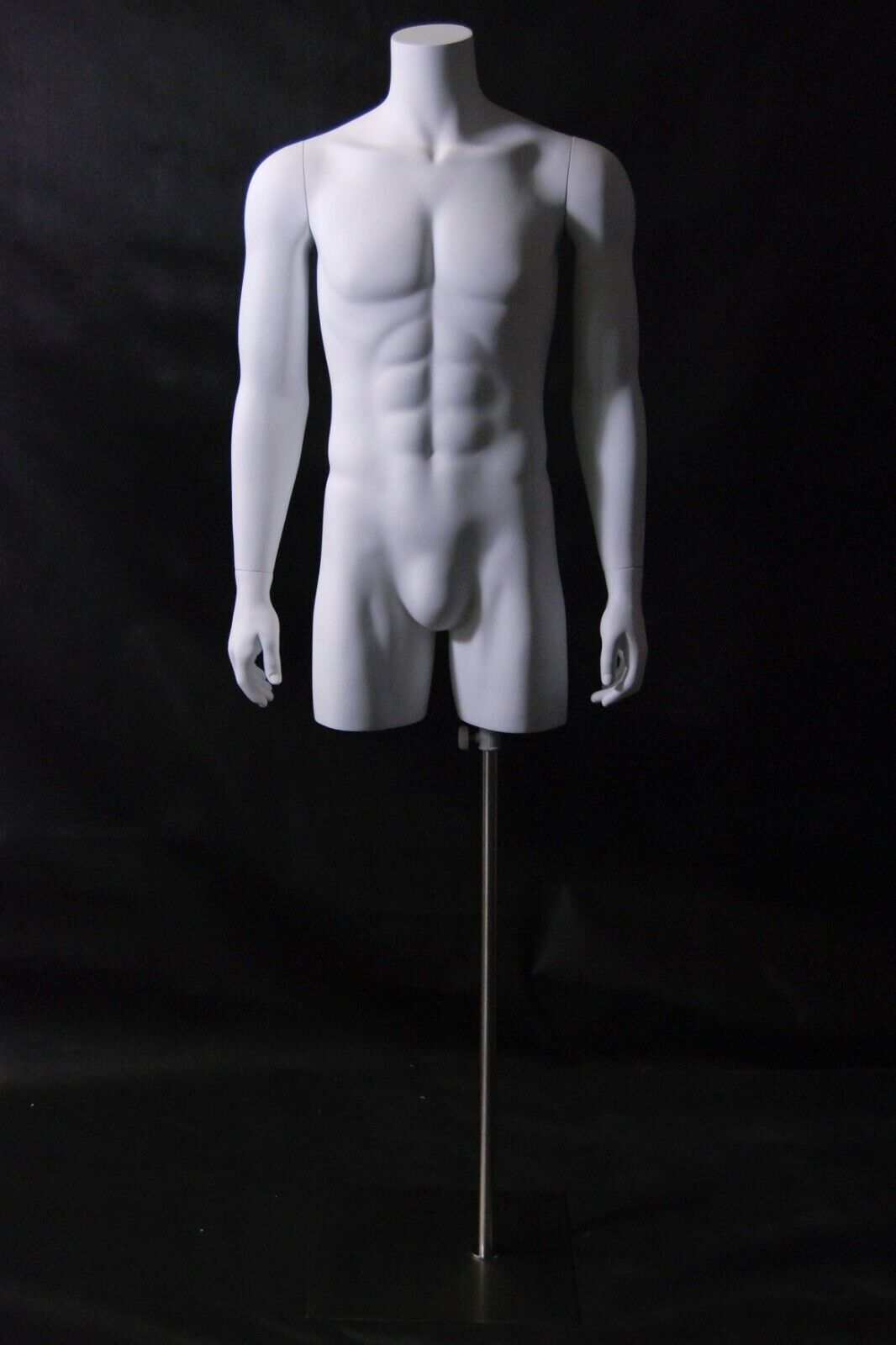 Mens Adult Matte White Fiberglass Headless Mannequin Torso with Base