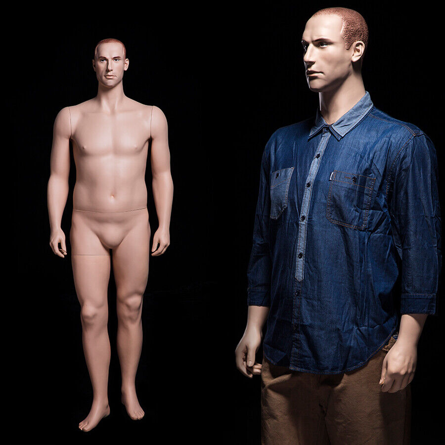 Male Adult Plus Size Fiberglass Realistic Mannequin with Molded Hair & Face