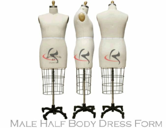 Size 36-42 Pro Male Linen Half Body Tailoring Dress Form Mannequin with Arm