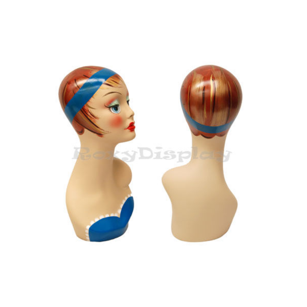 Female Vintage Artistic Costume Painted Fiberglass Mannequin Display Head