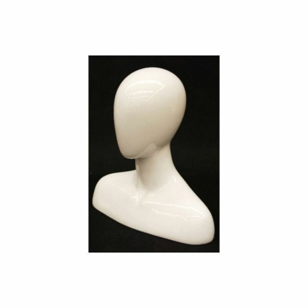 Female Table-Top Glossy White Women's Fiberglass Mannequin Head Display