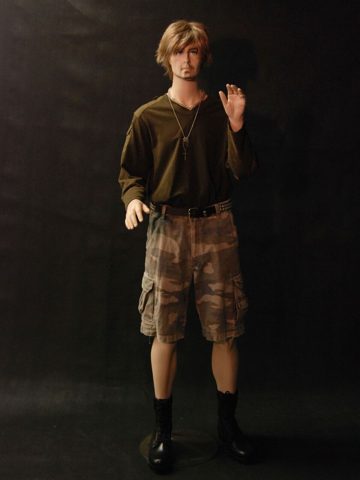 Male Realistic Fleshtone Full Body Mannequin with Flexible Elbows and Wig