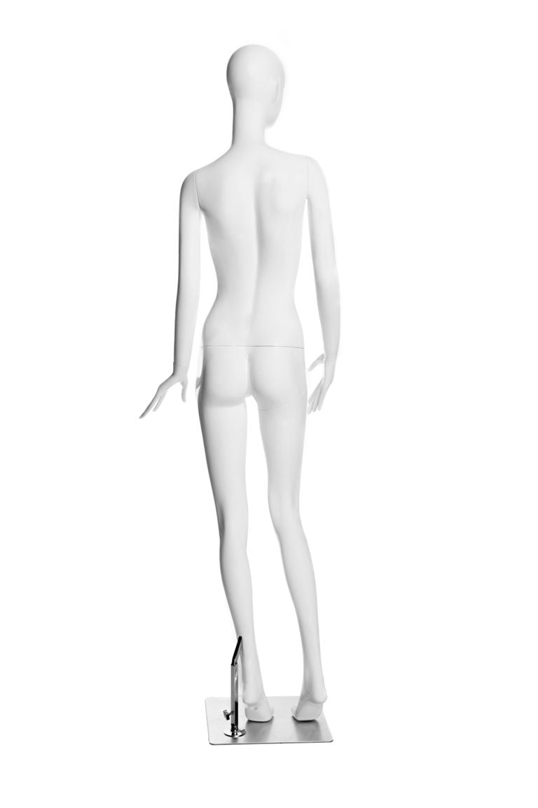Female Abstract Matte White Fiberglass Mannequin with Glass Base #LUCY5