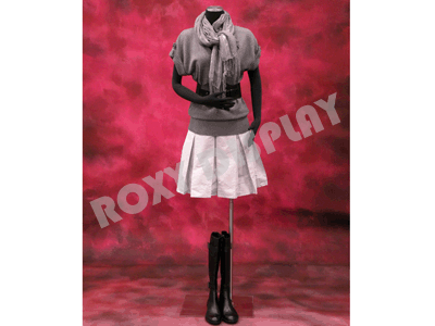 Adult Female Flexible and Pinnable Black Mannequin Torso Dress Form with Base #F02Sarm