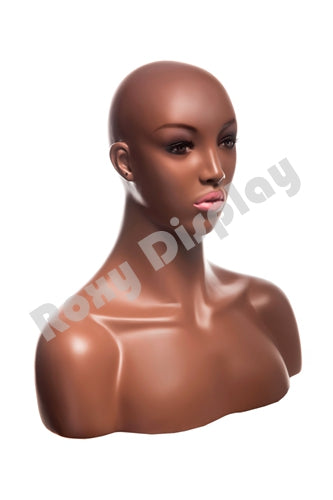 Adult Female Fiberglass African American Mannequin Bust Head Display #S3