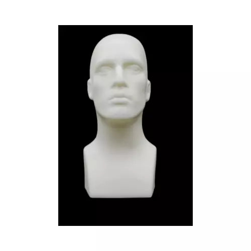 Adult Male Plastic 16 Inch White Mannequin Head Display (2 Pack) #M-WH