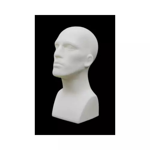 Adult Male Plastic 16 Inch White Mannequin Head Display (2 Pack) #M-WH