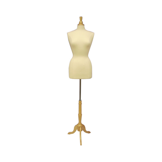 Female Dress Form Pinnable Mannequin Torso Size 10-12 with Tripod Wood Base