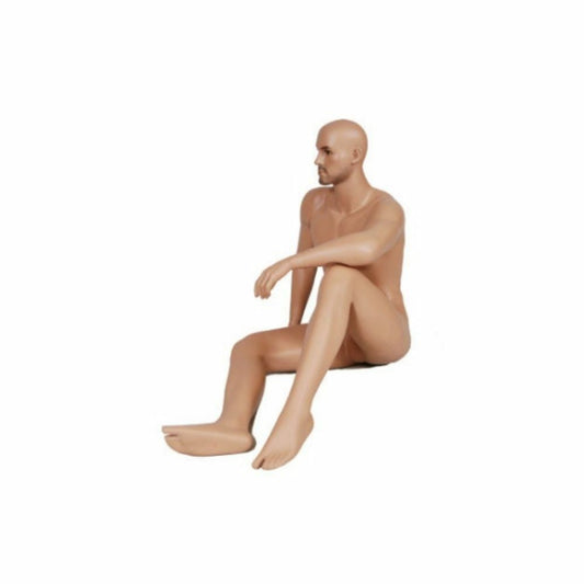 Realistic Male Fleshtone Seated Full Body Mannequin with Wig