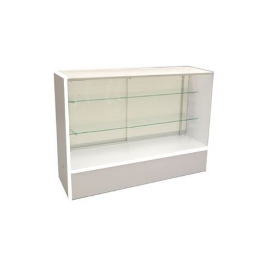 White Wooden Full Vision 48 Inch Display Showcase with Adjustable Shelves