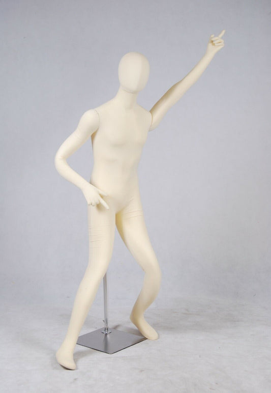 Male Adult Fully Flexible Foam Mannequin Dress Form with Base and Removable Head