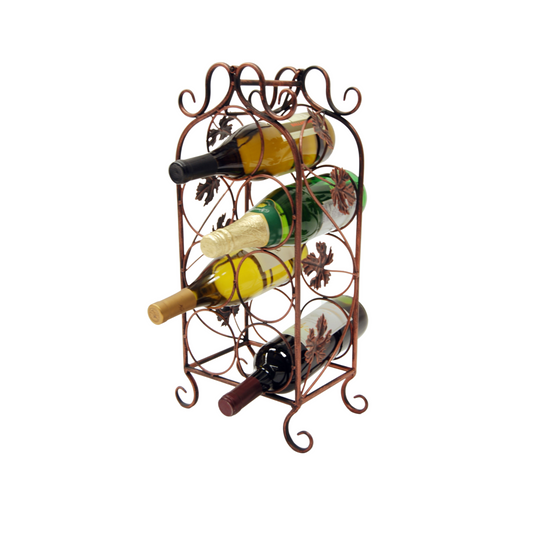 Metal Wire Copper Antique Style Tabletop Wine Bottle Rack