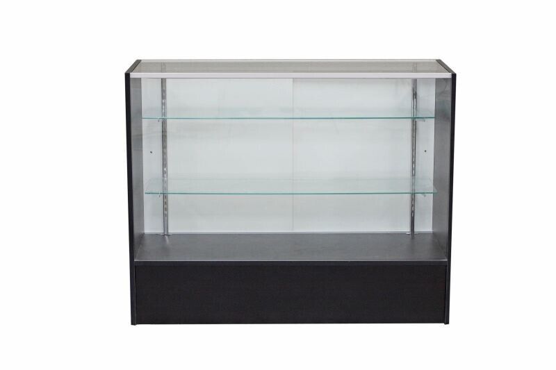 Black Wooden Full Vision 48 Inch Display Showcase with Adjustable Shelves