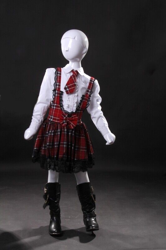 Toddler Abstract Fiberglass Glossy White Faceless Kids Mannequin with Base