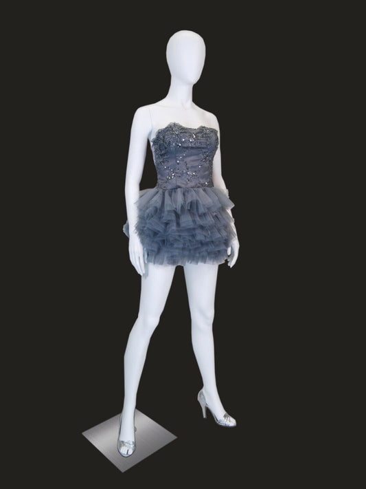 Women's Matte White Full Body Mannequin With Egg Head with Round Metal Base