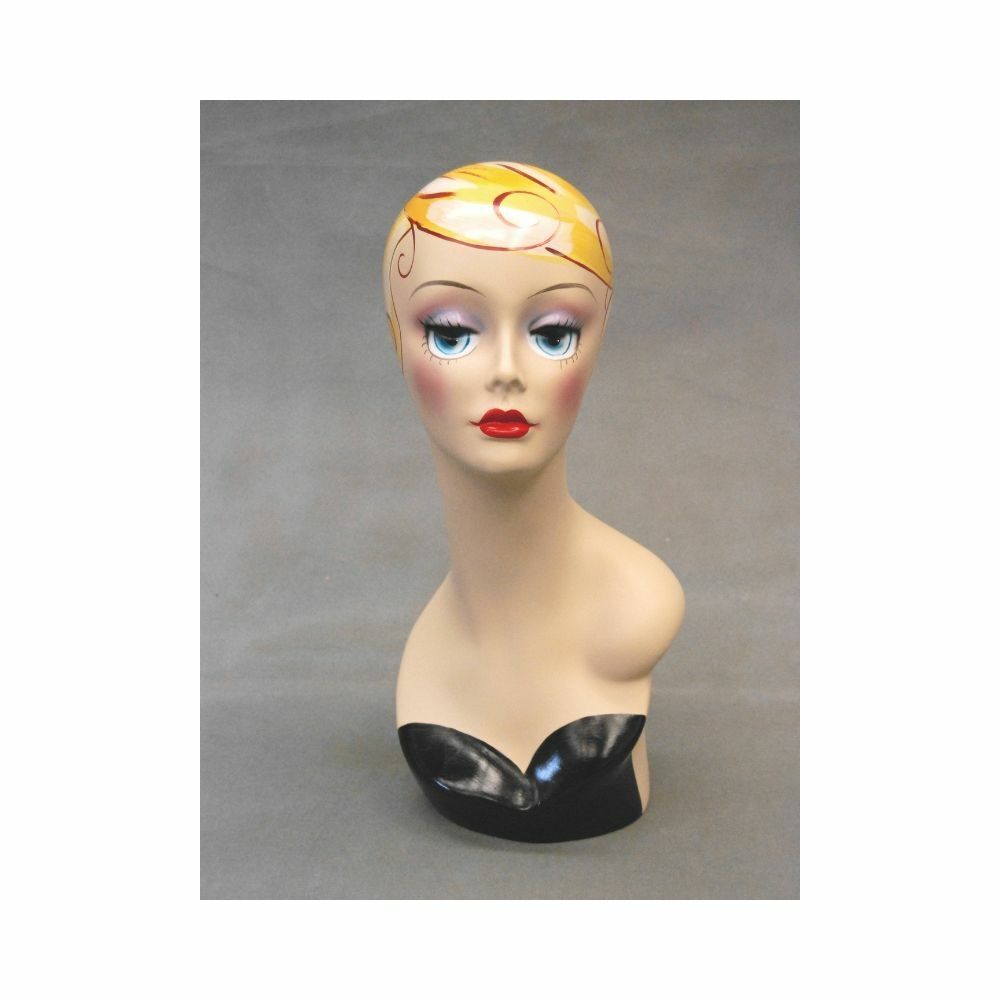 Female Fiberglass Vintage Artistic Costume Style Paint Face Mannequin Head