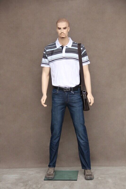 Realistic Adult Mens Realistic Fleshtone Fiberglass Mannequin with Molded Hair