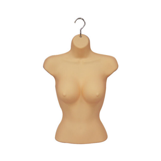 Plastic Hanging Fleshtone Half Round Female Mannequin Torso Shirt Form Display