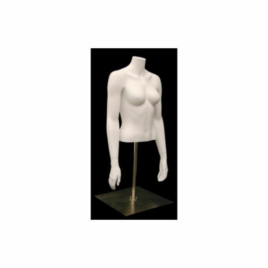 Female Egg Head Torso Matte White Mannequin Display - Table Top Base Included