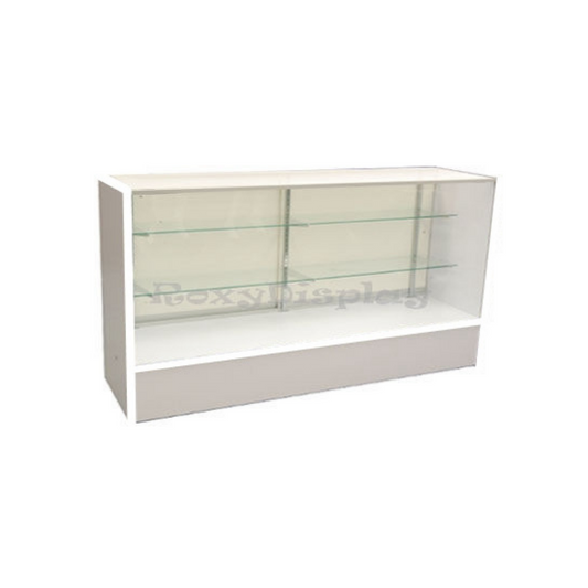 White Wood Full Vision 70 Inch Display Showcase with Adjustable Shelves