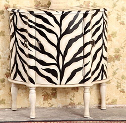 Hand Painted Wooden Zebra Pattern Design Accent Decor End Table Nightstand