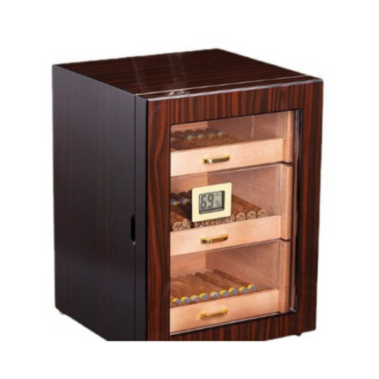 Glass Front Cigar Humidor with Hygrometer and Humidifier - 13.5 Inches Height