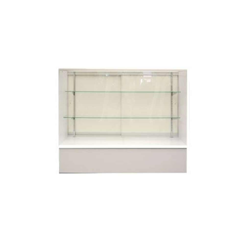 White Wooden Full Vision 48 Inch Display Showcase with Adjustable Shelves