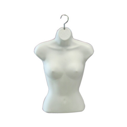 Plastic Hanging White Half Round Female Mannequin Torso Shirt Form Display