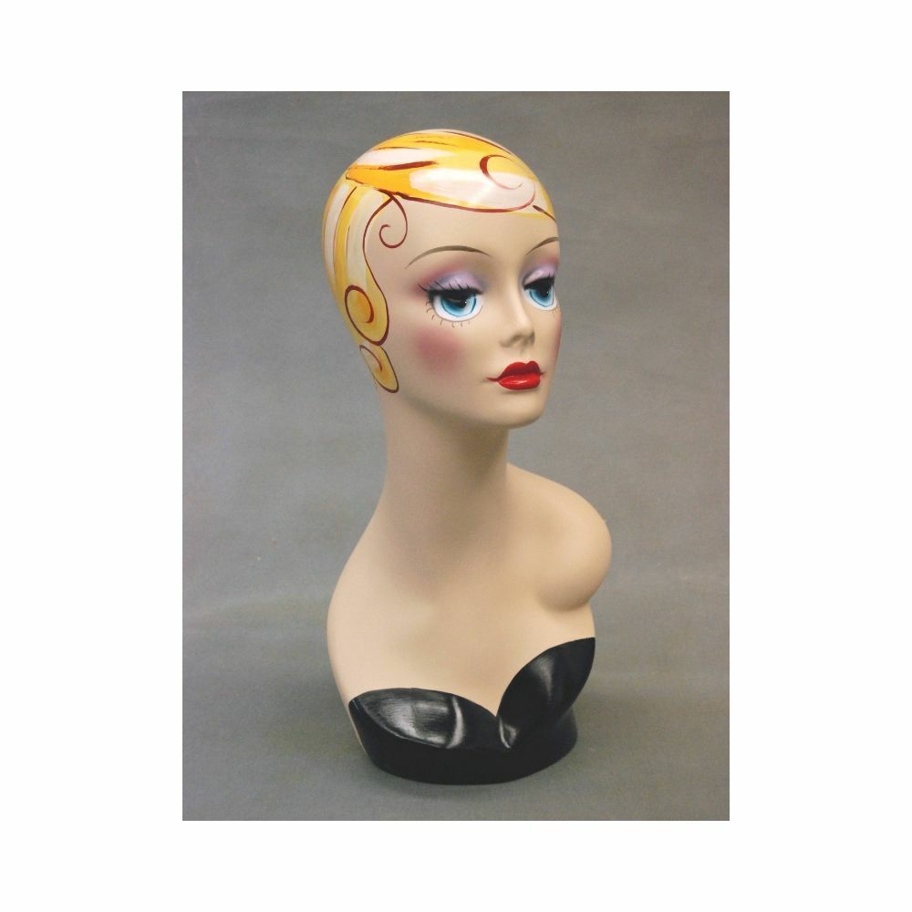 Female Fiberglass Vintage Artistic Costume Style Paint Face Mannequin Head