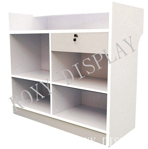White Wood 48 Inch Wide Check Out Register POS Counter