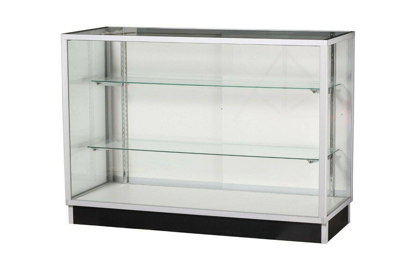 Extra Vision 60 Inch Tempered Glass Display Showcase with Silver Aluminum Frame